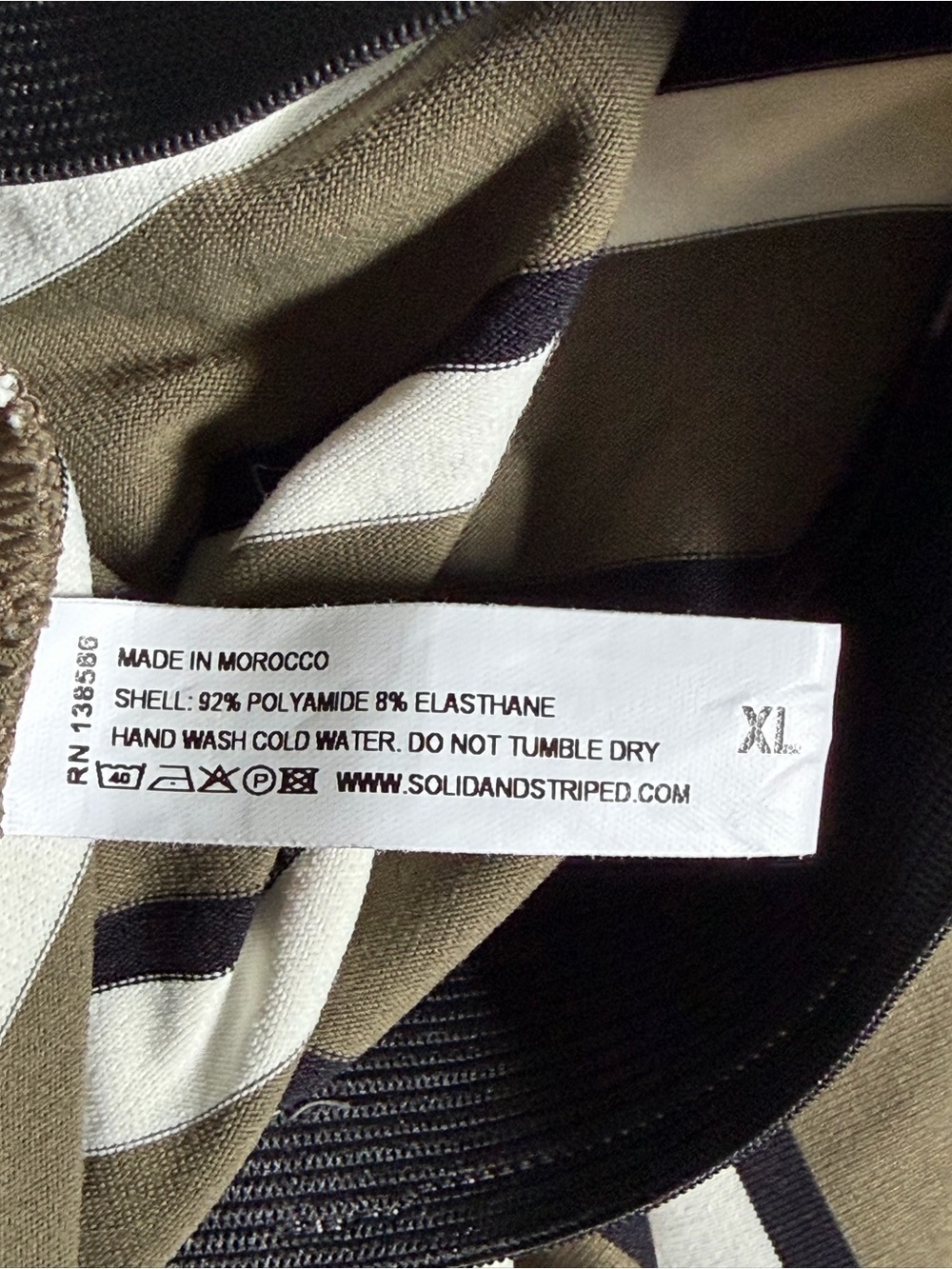 Solid & Striped Olive Green Diagonal Stipe Ruched High Slit Midi Skirt, Size XL - Picture 6 of 9